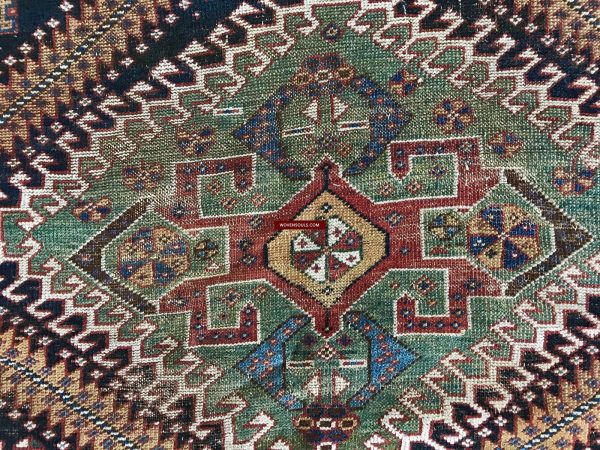 1324 Antique Qashqai Rug with Shekarlu influence For Cheap