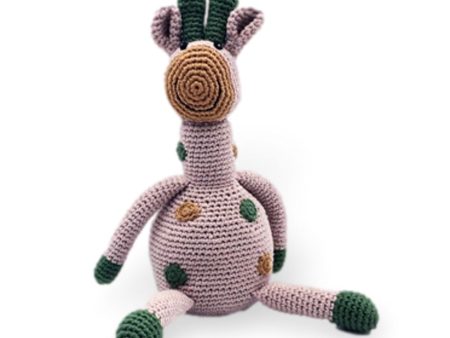 Pebble Crochet Rattle Giraffe - Taupe Spots Hot on Sale