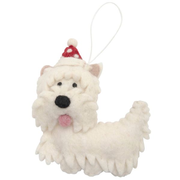 Fairtrade Felt Christmas Decoration - Bronte the Westie For Cheap