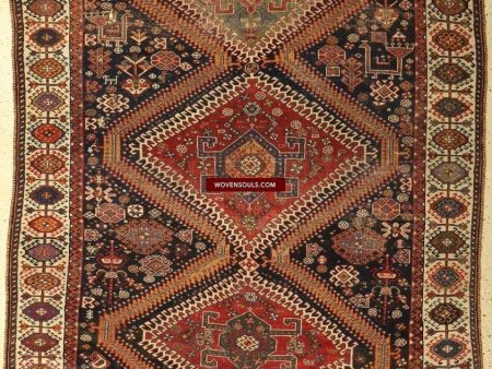 1324 Antique Qashqai Rug with Shekarlu influence For Cheap