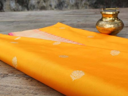 Yellow Pure Katan Silk Banarasi Handloom Saree Supply