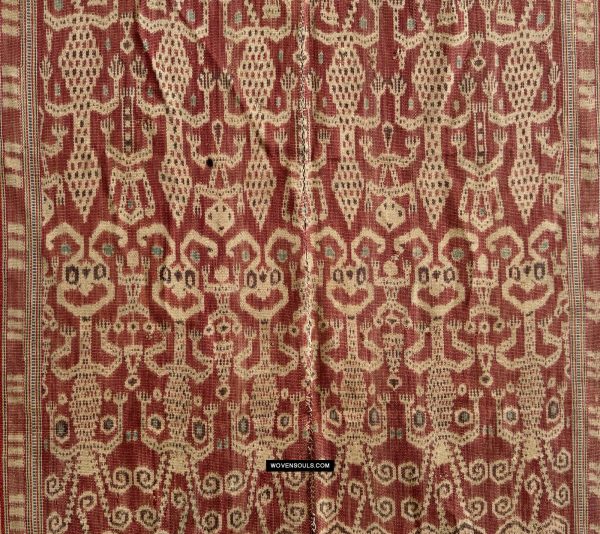 1844 Antique Iban Ceremonial Ikat - Spirit-Figures   Anthropomorhs   Engkaramba For Sale