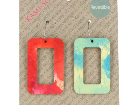 Kami-so Earrings Reversible Rectangle Hoop Blue & White Red & White For Sale