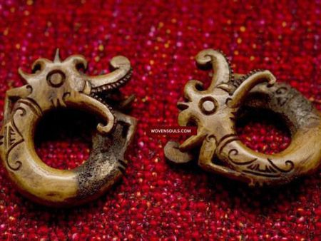 234 Dayak Bone Earrings from Borneo For Sale