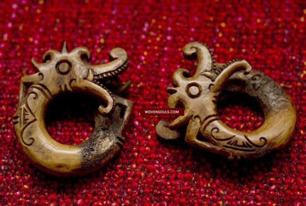 234 Dayak Bone Earrings from Borneo For Sale