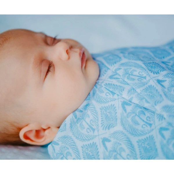 Organic Cotton Muslin Swaddle - Blue Tropics in Mist Blue Online Hot Sale