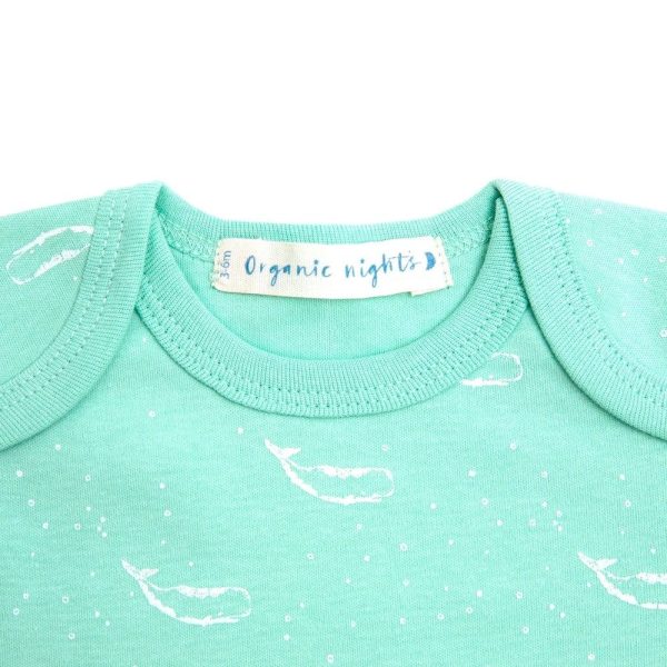 Organic Cotton Baby Sleepsuit - Sage Green Tiny Whales Supply