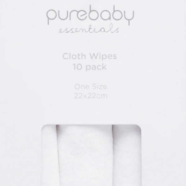 Purebaby Organic Cotton Cloth Wipes - 10 Pack For Discount