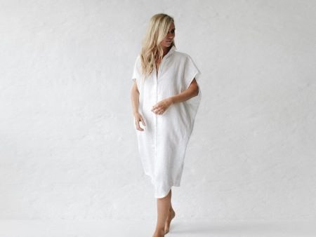 Seaside Tones Rei Linen Dress - White For Cheap