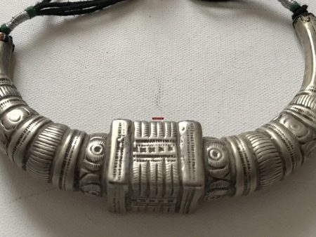 1202 Old Silver Tribal Necklace Torque Indian Jewelry For Sale