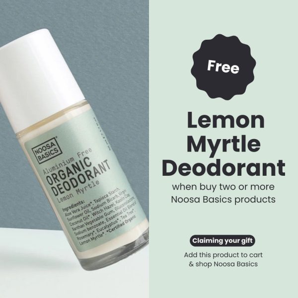 FREE Noosa Basics Lemon Myrtle Roll On Deodorant (valued at $18.95) when you buy two Noosa Basics products (excludes lip balms) Hot on Sale