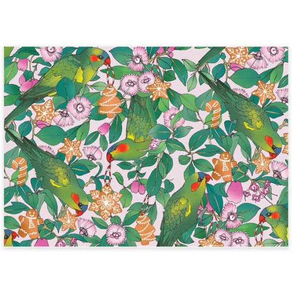 Earth Greetings Christmas Folded Wrapping Paper - Lorikeets & Lilly Pilly Online Hot Sale