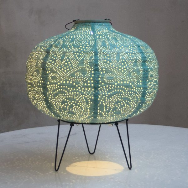 Lumina Outdoor LED Solar Lantern - Teal Pumpkin 30cm Online now