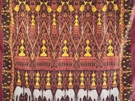 841 B - Fine Pedan Pidan Tie Dye Silk Ikat Temple Banner Wall Art from Cambodia Online now