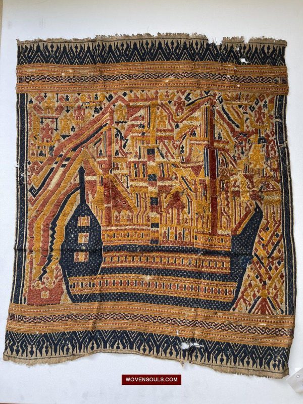 1508  Antique Tampan Ship Cloth with Gorgeous Colors and superb Story Online now