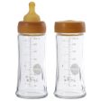 Hevea Wide Neck Glass Baby Bottle 2 Pack 250ml - Medium Flow 3-24 months Online now