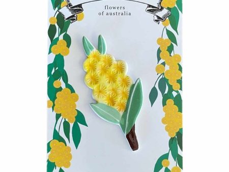 Paper Boat Press Flowers of Australia Ceramic Brooch - Wattle Cheap