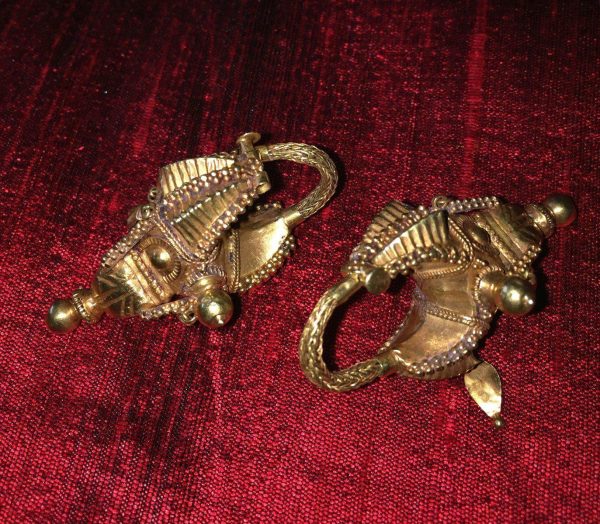 495 OldTemple Gold Jewelry Earrings - South India For Discount