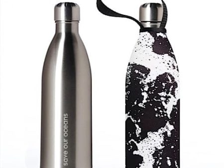 BBBYO Silver Stainless Steel Water Bottle with Cover 1 Litre - Whitewater Hot on Sale