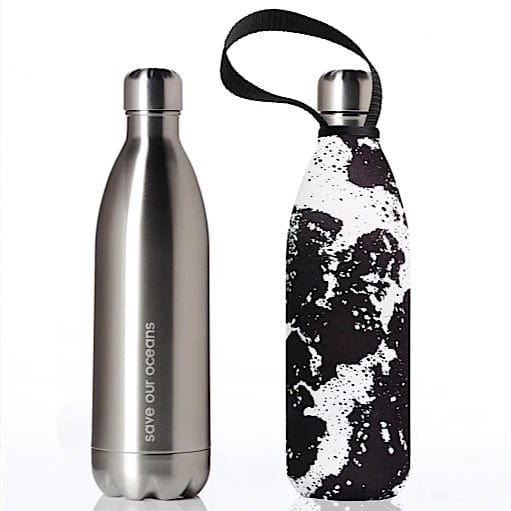 BBBYO Silver Stainless Steel Water Bottle with Cover 1 Litre - Whitewater Hot on Sale