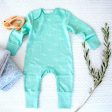 Organic Cotton Baby Sleepsuit - Sage Green Tiny Whales Supply