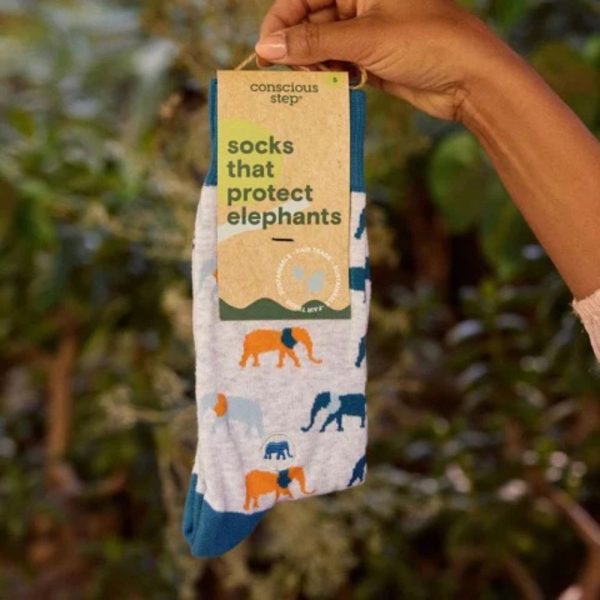 Conscious Step Socks That Protect Elephants (Grey) Online Sale