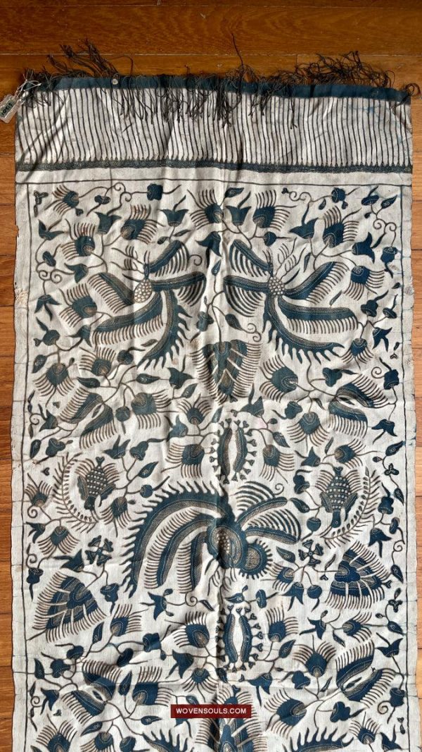 1033 Antique Java Batik Art on Silk Shawl Online