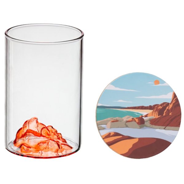 Uprising Glassware Single Tallboy Glass + Coaster Set  - Larapuna  Bay of Fires  Discount