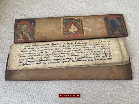 1139 Antique Tibetan Buddhist Manuscript with Covers For Sale