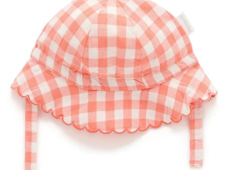 Purebaby Gingham Sun Hat - Coral Online Hot Sale