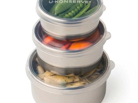 U Konserve Round Stainless Steel Containers Nesting Trio - Clear Silicone Lids Discount