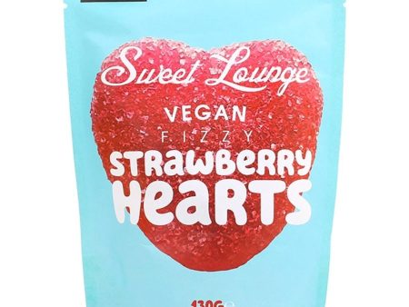 Sweet Lounge Vegan Fizzy Strawberry Hearts 130g For Cheap