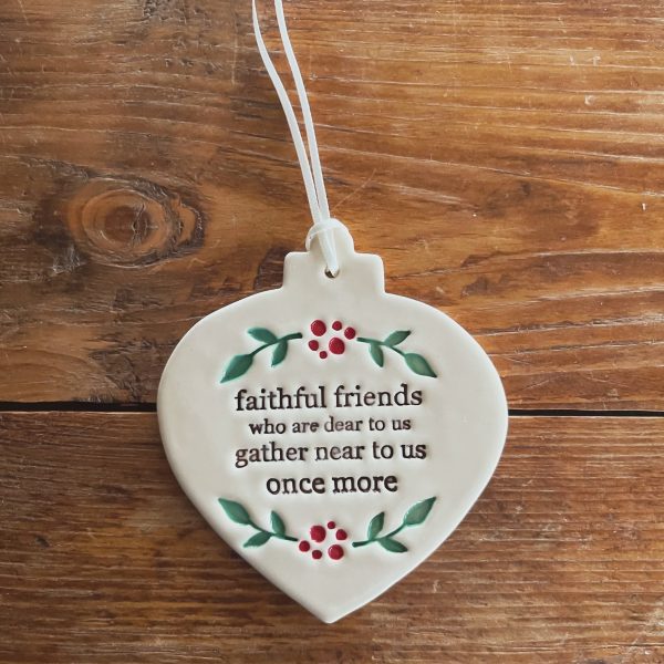 Paper Boat Press Ceramic Christmas Decoration - Bauble Faithful Friends Cheap