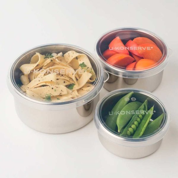 U Konserve Round Stainless Steel Containers Nesting Trio - Clear Silicone Lids Discount