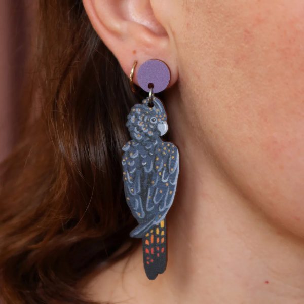 Pixie Nut and Co Black Cockatoo Earrings Sale