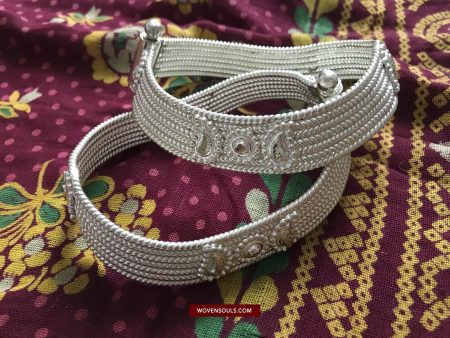 1477 Paya Rigid Silver Anklets Tribal Jewelry Fashion