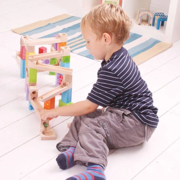 Bigjigs 47 Piece Wooden Marble Run Online now