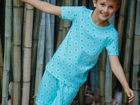 Organic Cotton Summer Short Pyjama Set - Mint Dandelions Fashion