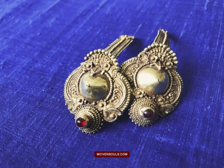 1335 Old Indian Gold Jewelry Earrings - South India Cheap