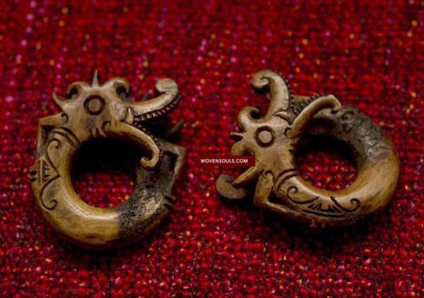 234 Dayak Bone Earrings from Borneo For Sale