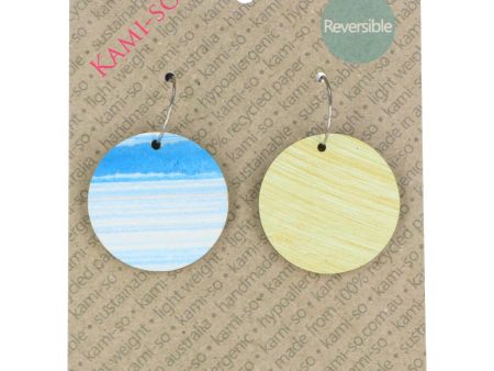 Kami-so Reversible Earrings Circle Blue White Mint and Gold For Discount