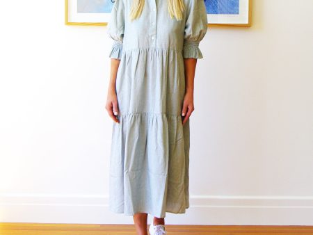 Who s Charlie Lottie Dress - Fine Stripe Sage & White (optional belt) Fashion