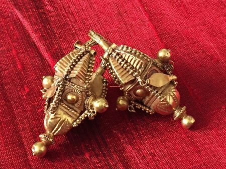 495 OldTemple Gold Jewelry Earrings - South India For Discount