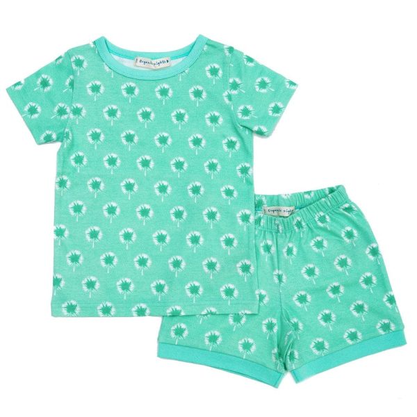 Organic Cotton Summer Short Pyjama Set - Mint Dandelions Fashion