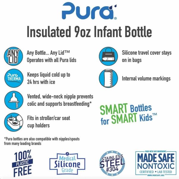 Pura Kiki Insulated Sippy Bottle 260ml - Slate Sale