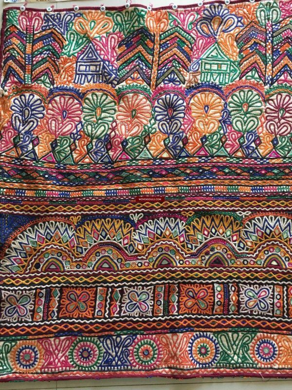 939 Masterpiece Dowry Bag Front Back Pair - Vintage Rabari Embroidery from Gujarat Hot on Sale